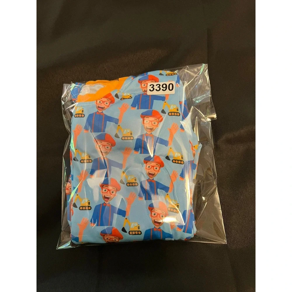 Trendy Tots Blippi Bamboo Pajamas Set Blue Orange Boys Size 7-8T Visco Sleepwear